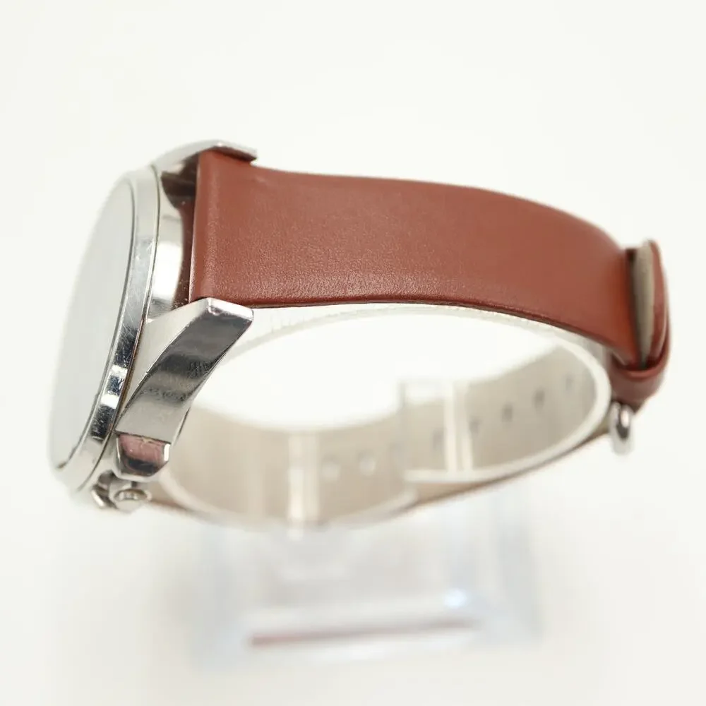 Tommy Bahama Relax Mens 42mm Date Watch Brown Leather Chipped Crystal Works READ